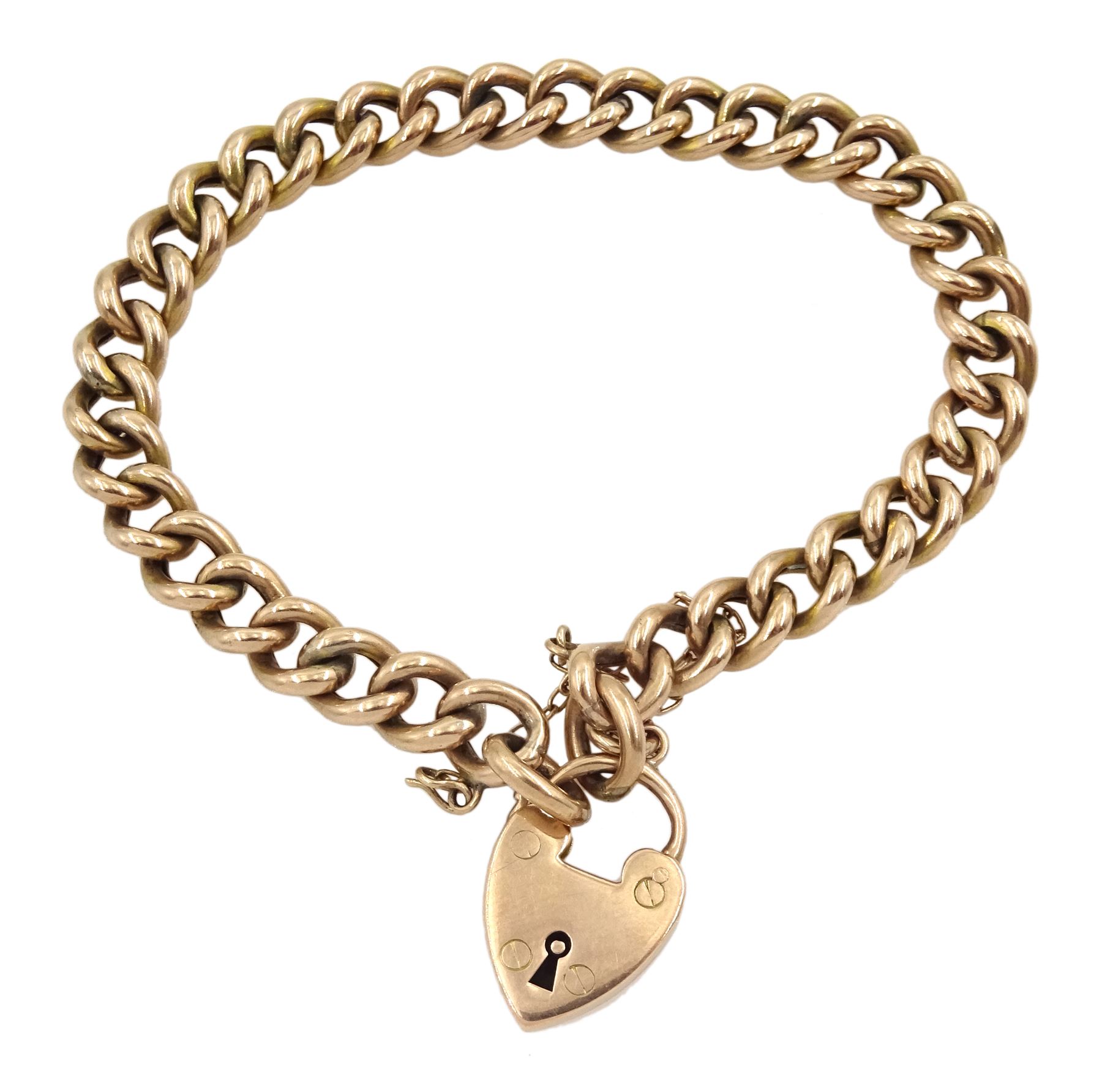 9ct rose gold bracelet with heart locket