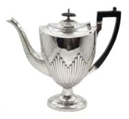 Late Victorian silver pedestal coffee pot with ebony handle by James Deakin & Sons Sheffield 1898