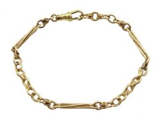 9ct gold rectangular and curb link bracelet