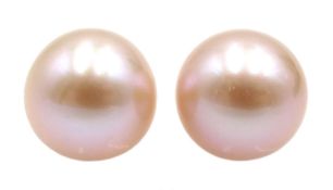 Pair of 9ct gold pink pearl stud earrings