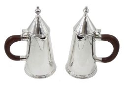 Pair of silver chocolate pots London 1945