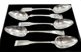 Pair of George III silver serving spoons