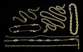 Gold rope chain necklace and bracelet
