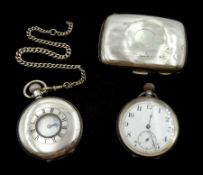 Early 20th century Swiss silver half hunter keyless lever pocket watch