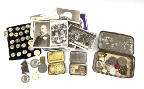 Collection of royalty medallions and postcards