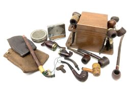 Vintage pipes and smoking related items including 'Falcon' and 'Dr Grabow' pipes