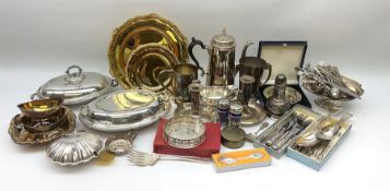 A group of mostly silver plate