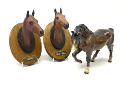 Two Beswick horse and 'Champions All' Wall Plaques