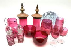 A group of Victorian and later cranberry glass