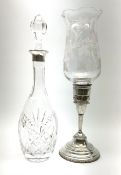 A clear glass silver mounted decanter