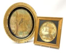 Two George III silk work pictures