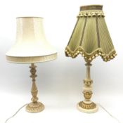 A cream and gilt finished table lamp