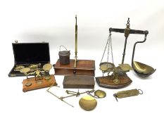 Various sets of scales and similar items including Salter's pocket balance to weigh 25lb