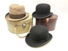 Grey homburg hat C A Dunn & Co bowler hat