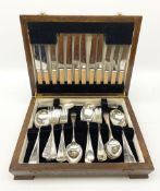 An oak cased silver plated canteen of cutlery for six