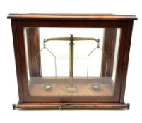 Cased set of W & T Avery Ltd laboratory balance scales