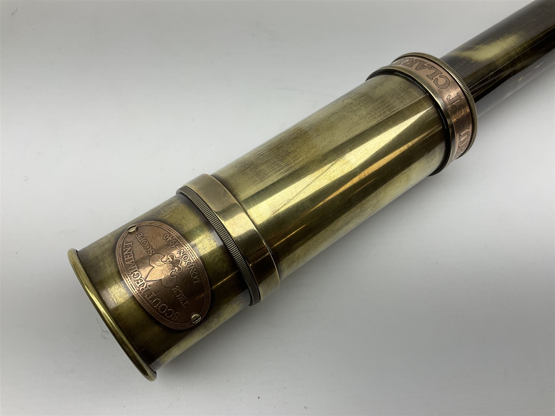 Reproduction brass three draw telescope - Image 2 of 3