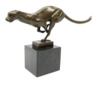 Stylised bronze figure of a running cheetah