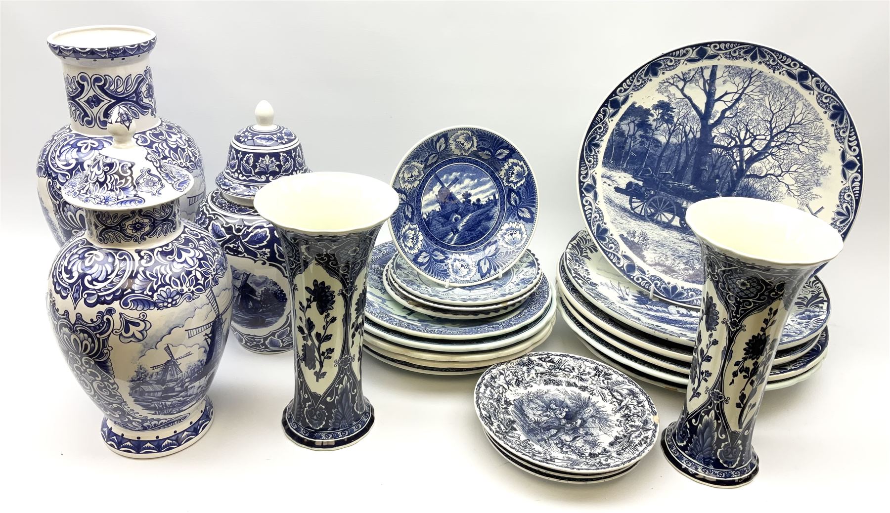 A large collection of modern transfer printed Delft ware