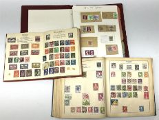 Stamps in three albums/folders including Great British Queen Victoria 1d black