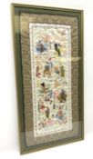 A Chinese framed and glazed figural silk work panel