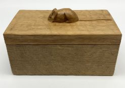 'Mouseman' adzed light oak trinket box with cover