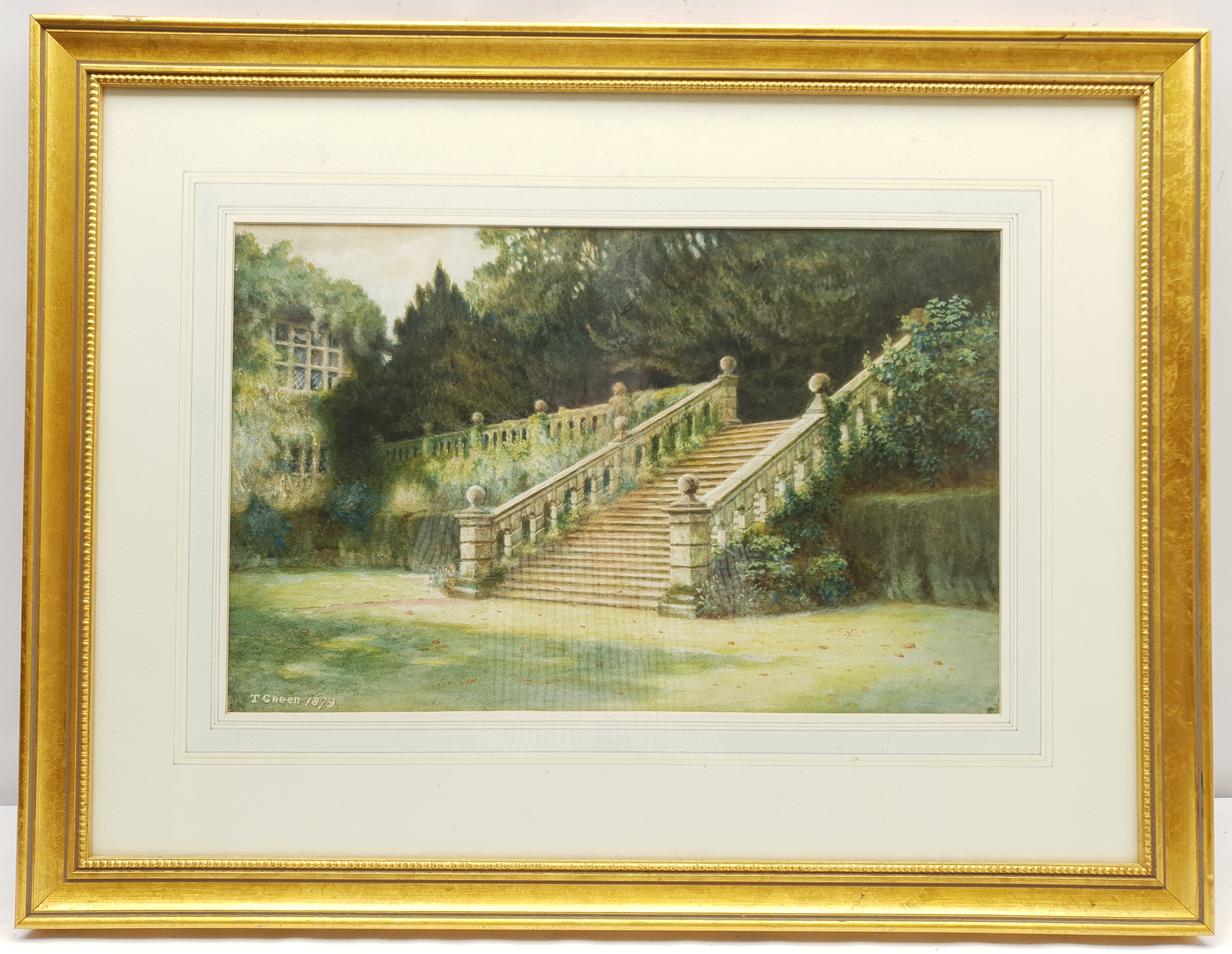 T Green (British late 19th century): Terrace Steps Haddon Hall - Image 2 of 2