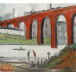 Walker Scott (Northern British Contemporary): Wading Beneath the Viaduct