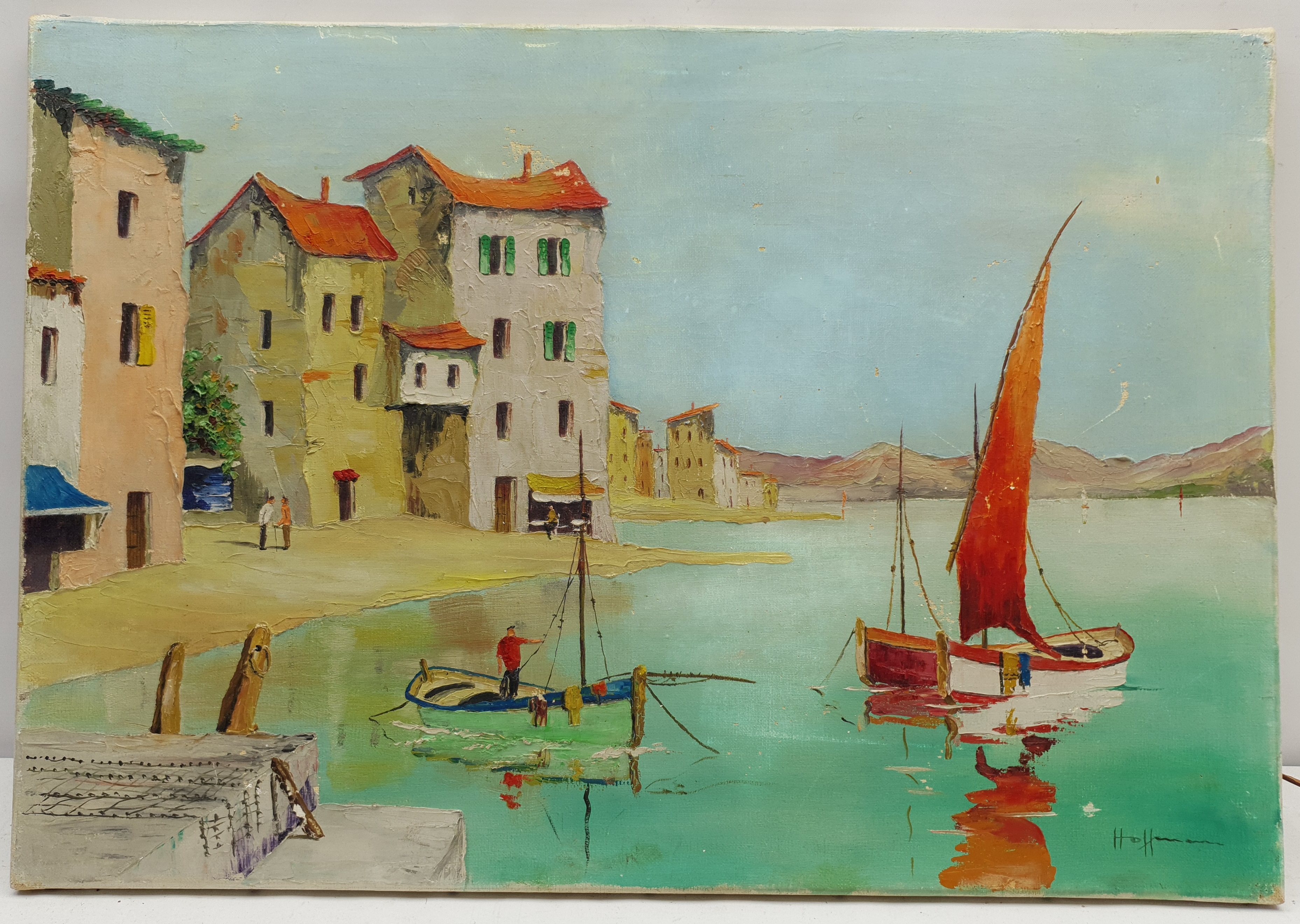 Hoffmann (Mid 20th century): Mediterranean Waterfront - Image 2 of 2
