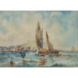 Austin Smith (British early 20th century): Leaving Scarborough Harbour