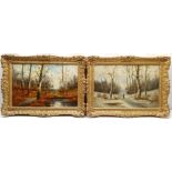 S William (British 19th century): Summer & Winter Woodland Scenes