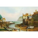 D J Strickland (British 20th century): Staithes from Cowbar Bank