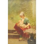 Continental School (19th century): Nursing Mother seated on Outside Steps