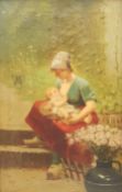 Continental School (19th century): Nursing Mother seated on Outside Steps