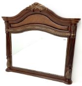 Kevin Charles mahogany framed bevel edge arched wall mirror