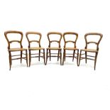 Set five Victorian balloon back chairs with cane seats