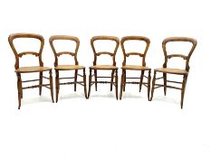 Set five Victorian balloon back chairs with cane seats