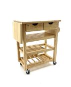 Lightwood kitchen trolley fitted with two drawers