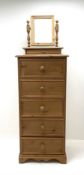 Solid pine five drawer pedestal chest