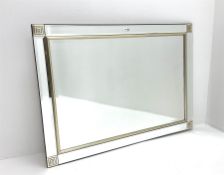 Art Deco style bevelled wall mirror with mirrored frame