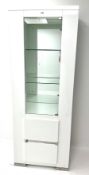 Gloss white illuminated display cabinet