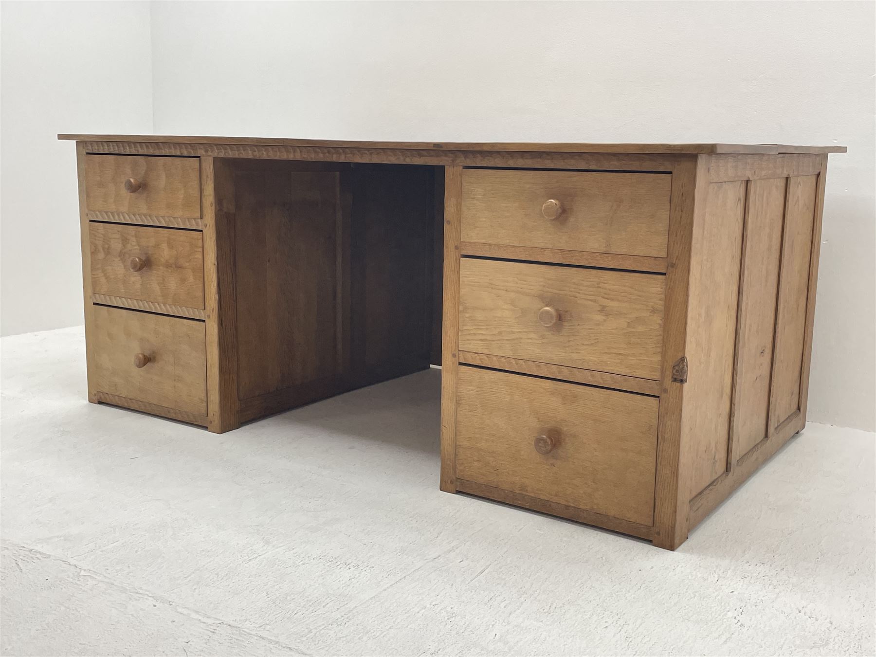 'Gnomeman' oak twin pedestal desk - Image 2 of 11