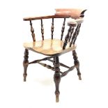 Early 20th century elm smokers bow captains chair