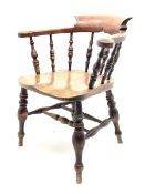 Early 20th century elm smokers bow captains chair