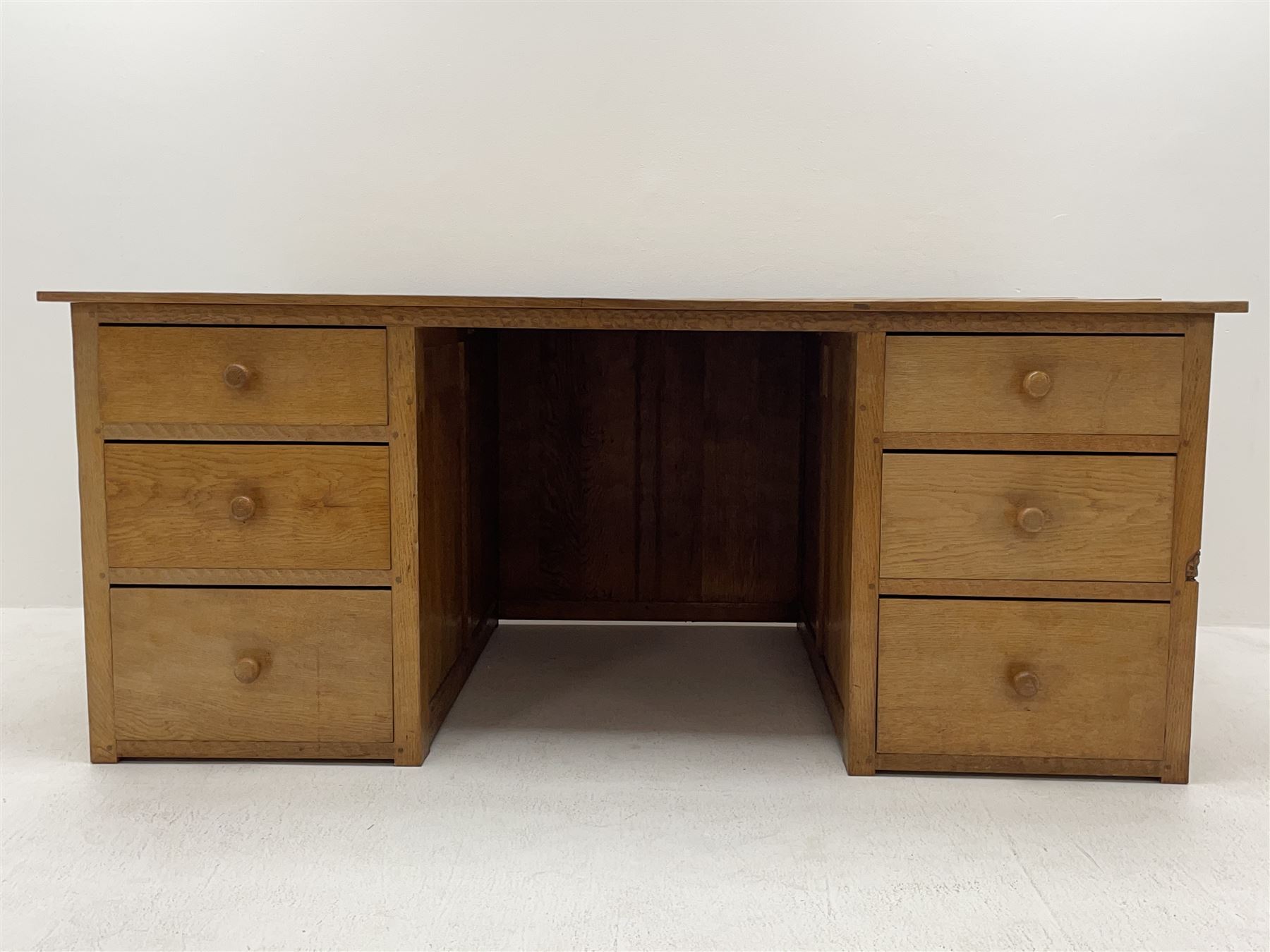 'Gnomeman' oak twin pedestal desk - Image 3 of 11