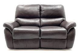 La-Z-Boy - Two seat manual recliner sofa upholstered in brown leather