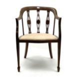 Edwardian inlaid mahogany armchair