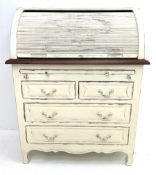 Laura Ashley Bramley range French style cream painted tambour roll top bureau desk