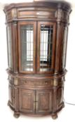 Kevin Charles American walnut demi lune display cabinet with illuminated interior