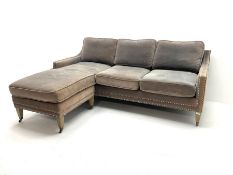 Three seat sofa with reversible chaise corner piece